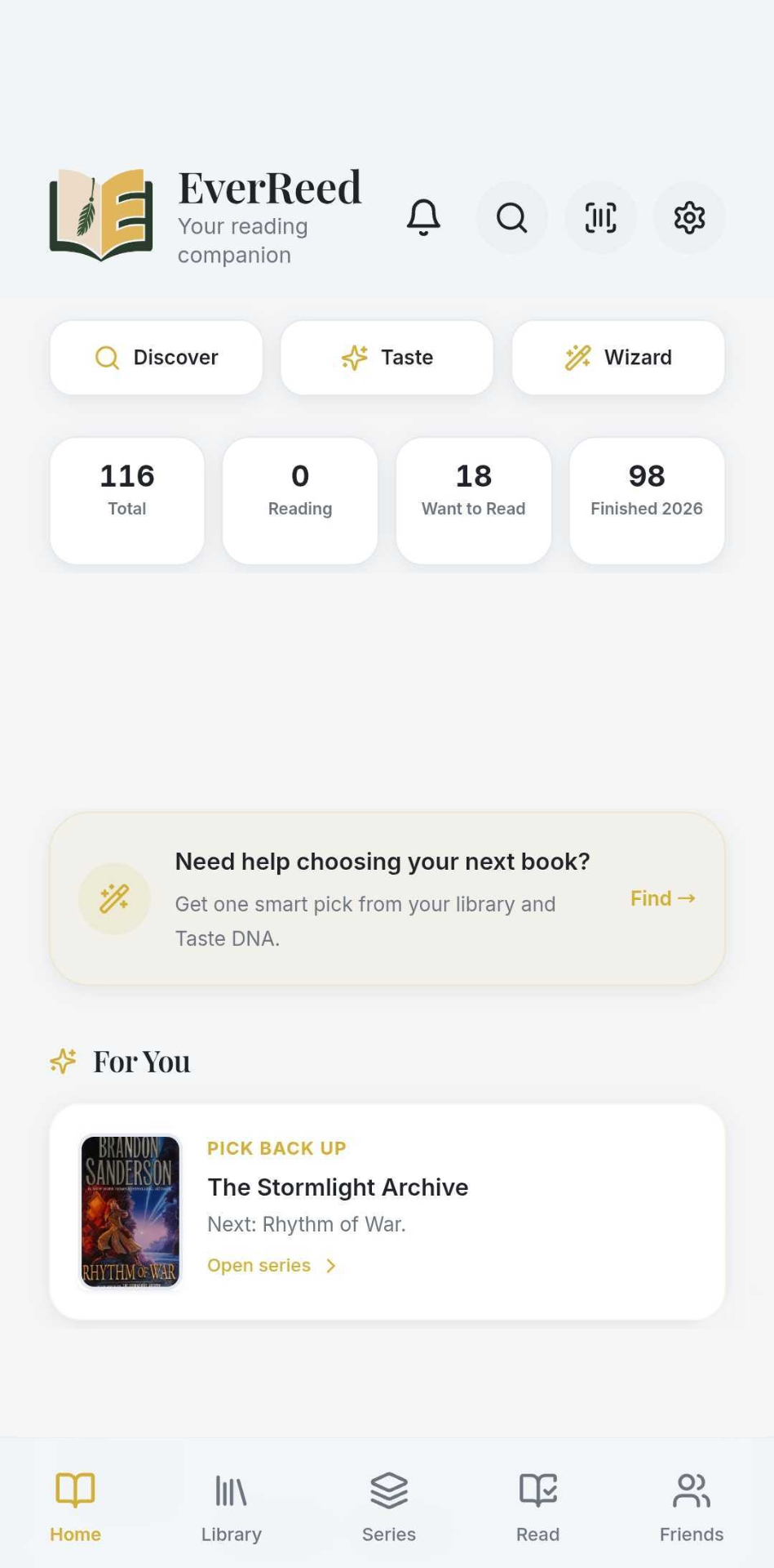 EverReed app home screen